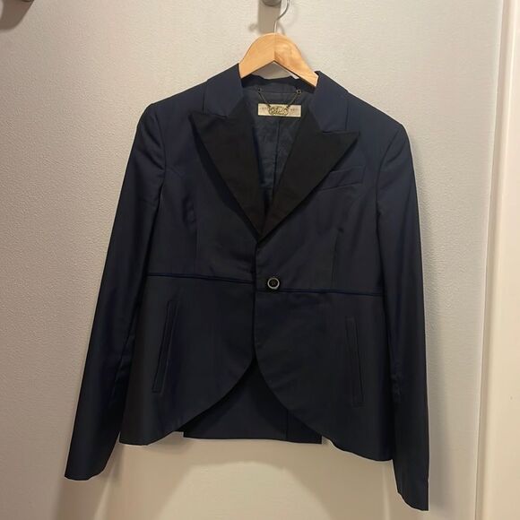STELLA McCartney navy blue and black womans one button blazer - Picture 1 of 13